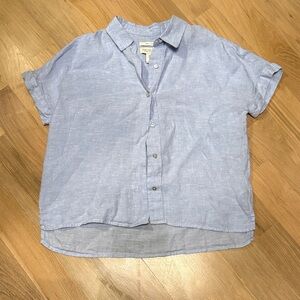 Rachel Zoe 100% Linen Light Blue Blouse